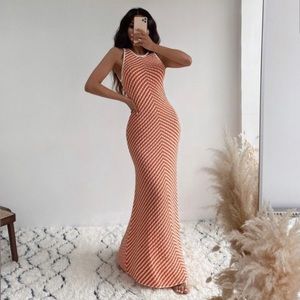Zara Orange and White Maxi Dress